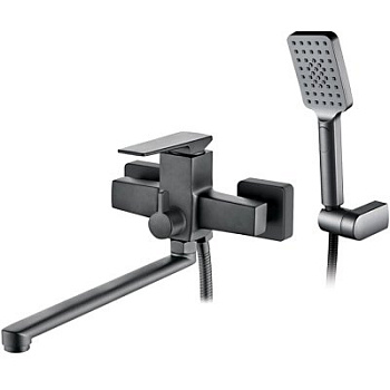 Смеситель L2278U для ванны с длинным поворот.изливом дивертор в корпусе шаров.графит латунь LEDEME